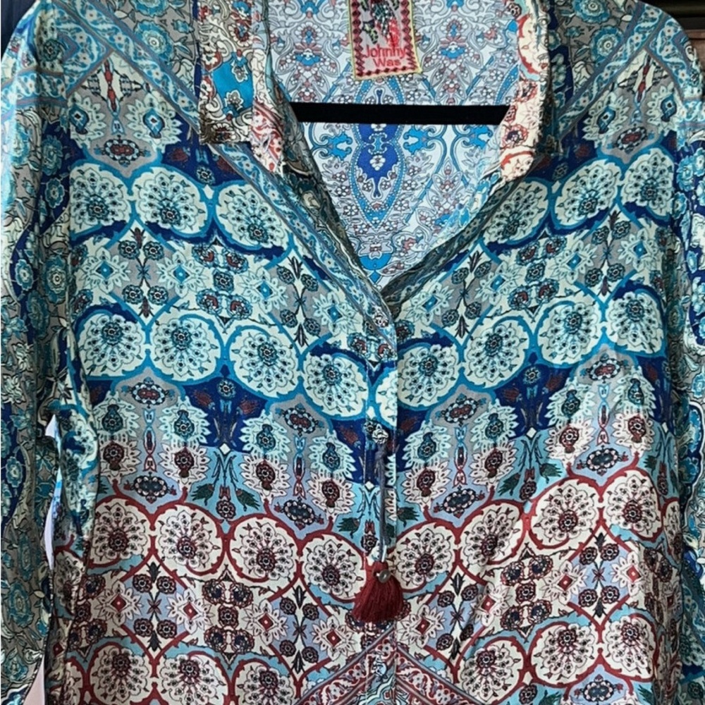 Johnny Was Multicolor Patterned Boho Blouse - L - Picture 2 of 4
